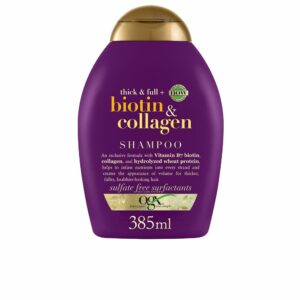 OGX Champú Nutritivo Sin Sulfatos ni Parabenos con Biotina y Colágeno para Cuidado del Cabello Fino - 385 ml
