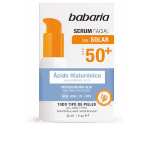 Babaria Serum Facial Solar con Ácido Hialurónico SPF50+ - Hidratación Intensiva y Protección Solar 30 ml
