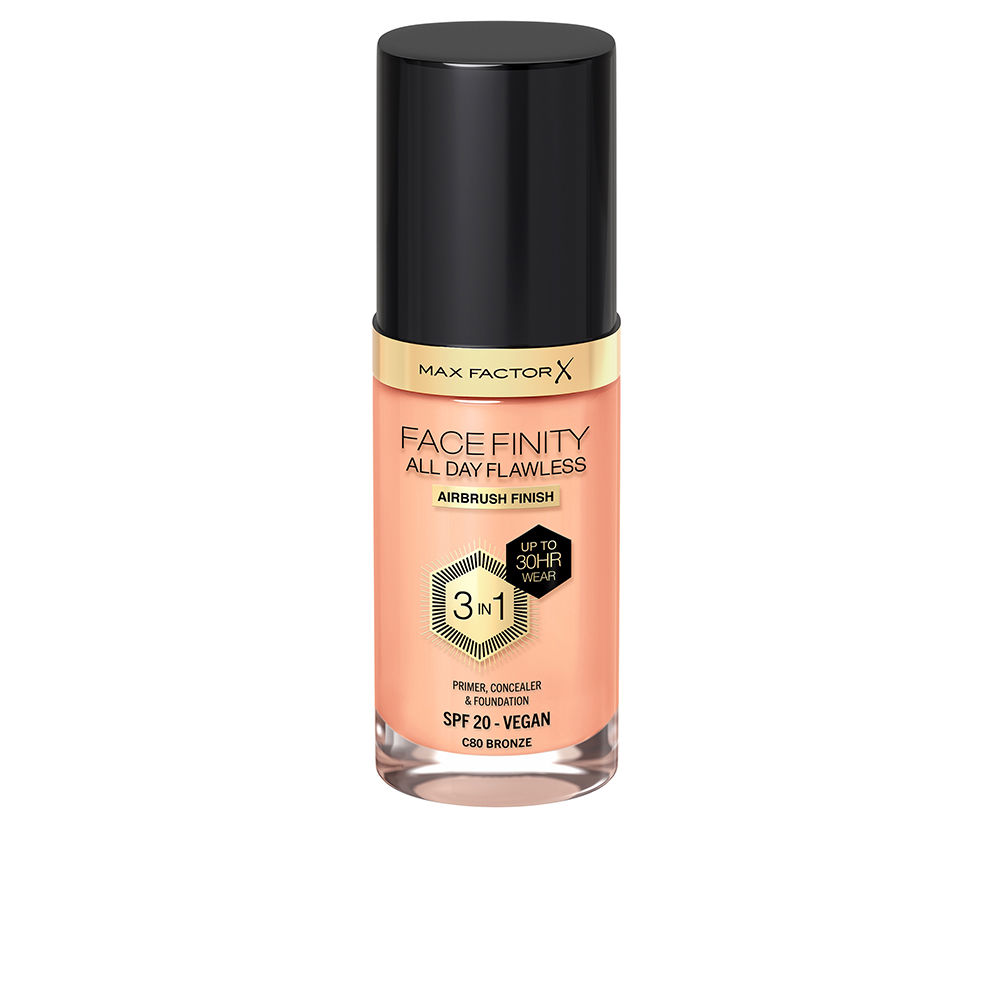Max Factor FaceFinity 3 en 1: Primer, Corrector y Base de Maquillaje #80 Bronce - 30 ml