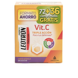 Leotron Vitamina C Triple Acción Efervescente - Pack 108 Comprimidos Sabor Naranja (72 + 36 Gratis)