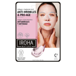 Mascarilla Facial y de Cuello de Algodón 100% Iroha con Colágeno Antienvejecimiento