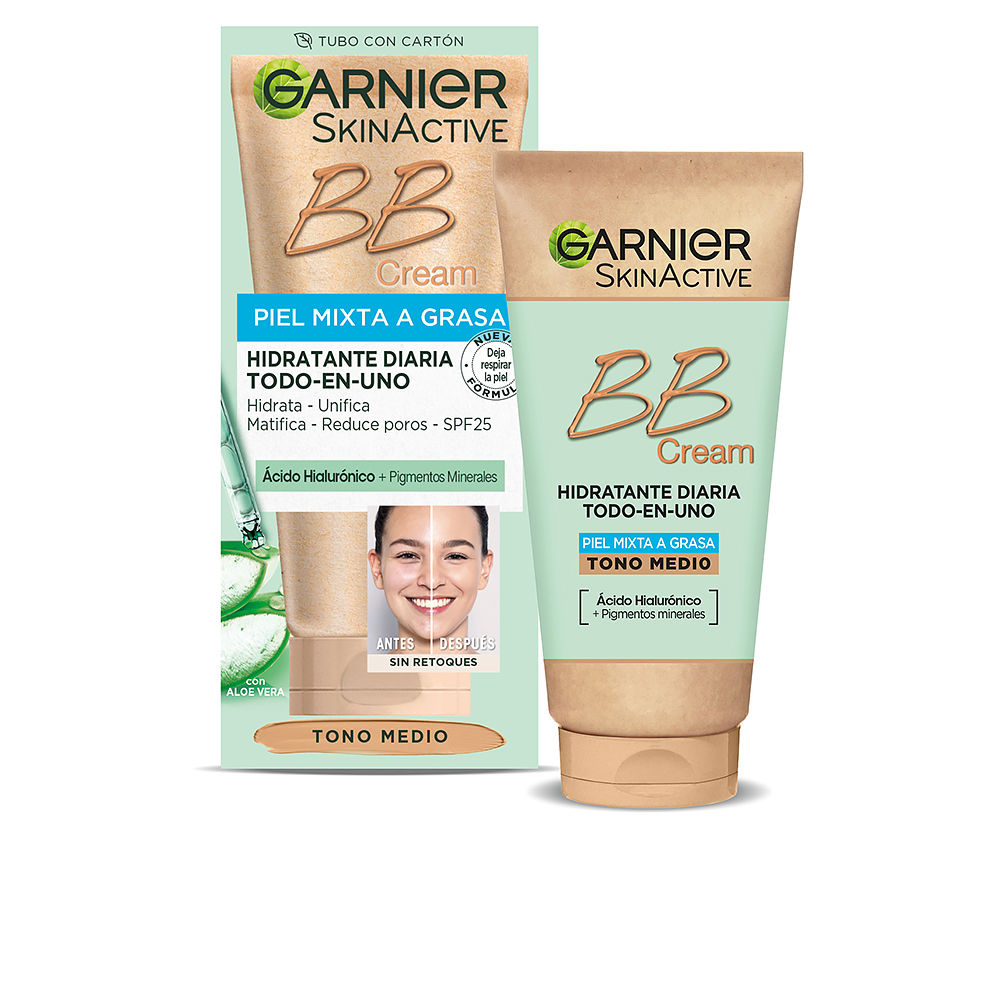 Garnier Skinactive BB Cream Matificante SPF25 para Piel Mixta a Grasa - Tono Medio (50 ml)