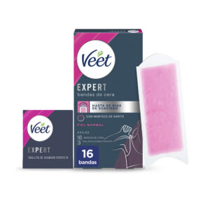 Veet EXPERT AXILAS Bandas de Cera Depilatorias para Piel Normal - 16 Unidades de Suavidad Profesional