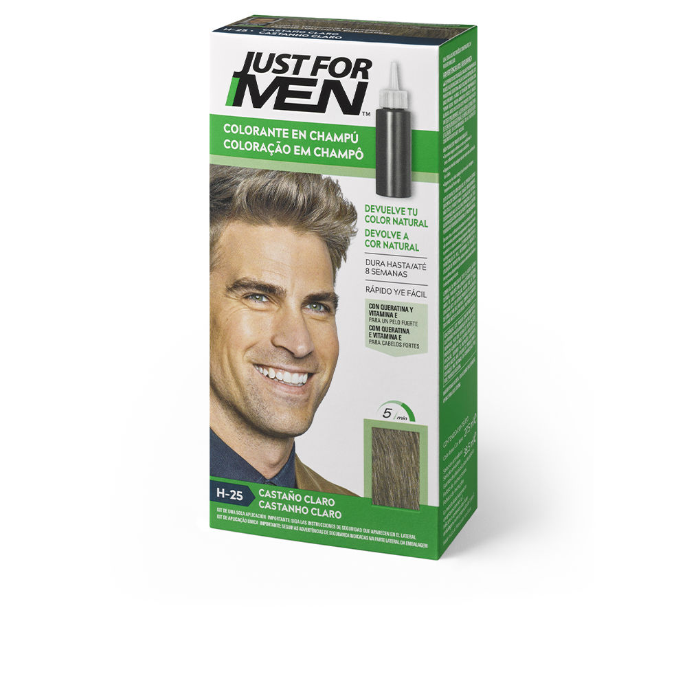 Champú Colorante Just For Men #Castaño Claro 30 ml - Color y Cuidado en Uno