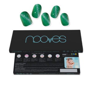Nooves Láminas de Uñas de Gel Premium Glam Cat Eye Verde Jade Glass - 20 Unidades