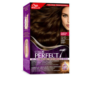 WELLA COLOR PERFECT 7: Crema Colorante Marrón Oscuro con 100% Cobertura de Canas #3/0