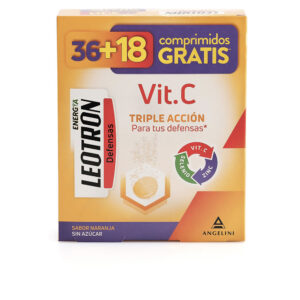 Leotron VITAMINA C Efervescentes Triple Acción - 36 Comprimidos + 18 Regalo - Sabor Naranja - 54 Unidades
