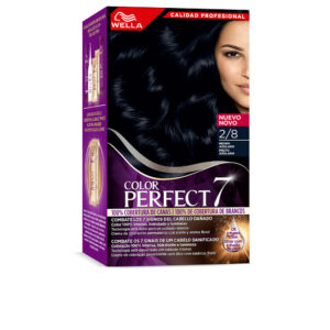 WELLA COLOR PERFECT 7 - Tinte Crema Negro Azulado #2/8 con 100% de Cobertura de Canas