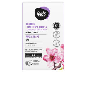 Bandas Depilatorias Faciales Body Natur - 12 Unidades con Aceite de Almendra y Aloe Vera