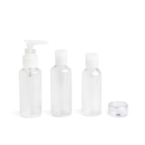 “Set de Viaje IDC Institute: 4 Piezas con Envases de 100 ml, 80 ml y 10 gr”