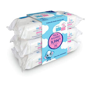 Sebamed Toallitas Limpiadoras para Bebés - Paquete Triple de 60 Piezas con Extracto de Manzanilla y Pantenol