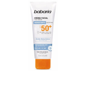 Babaria Solar Crema Facial Hidratante con Ácido Hialurónico y Protección SPF50+ - 75 ml