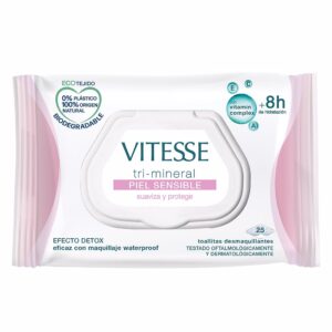 Toallitas Desmaquillantes Suaves para Piel Sensible TRI-MINERAL de Vitesse (25 u)