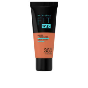 Maybelline FIT ME! Fundamento Matificante y Sin Poros #350 Caramelo - Cobertura Perfecta y Acabado Suave.