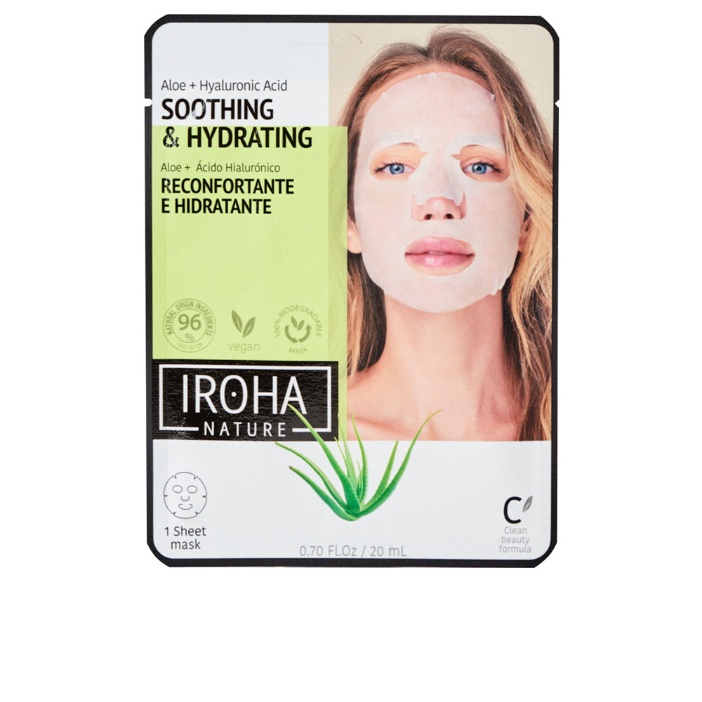 Iroha Mascarilla Hidratante de Tejido con Aloe, Té Verde, Ginseng y Ácido Hialurónico - 1 Unidad