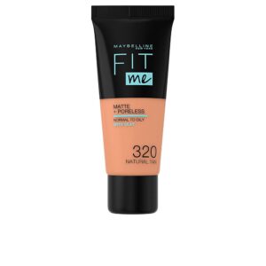 Maybelline FIT ME MATTE+PORELESS Fundación #320 Natural Tan - Cobertura Perfecta y Acabado Suave.