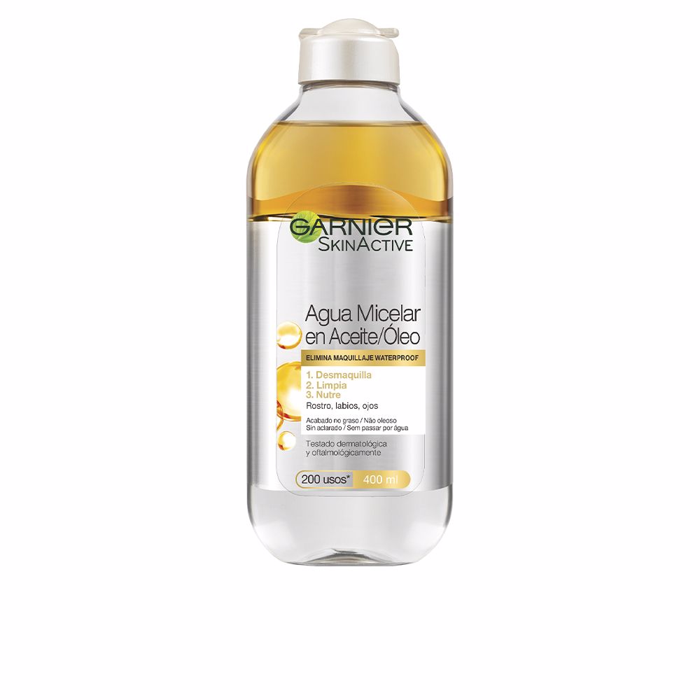 Garnier Skinactive Agua Micelar Waterproof con Aceite, 400 ml – Desmaquillante Intensivo y Hidratante.