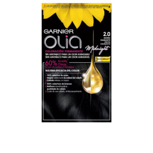 Garnier OLIA Coloración Permanente #2.0 Diamante Negro - 4 Piezas