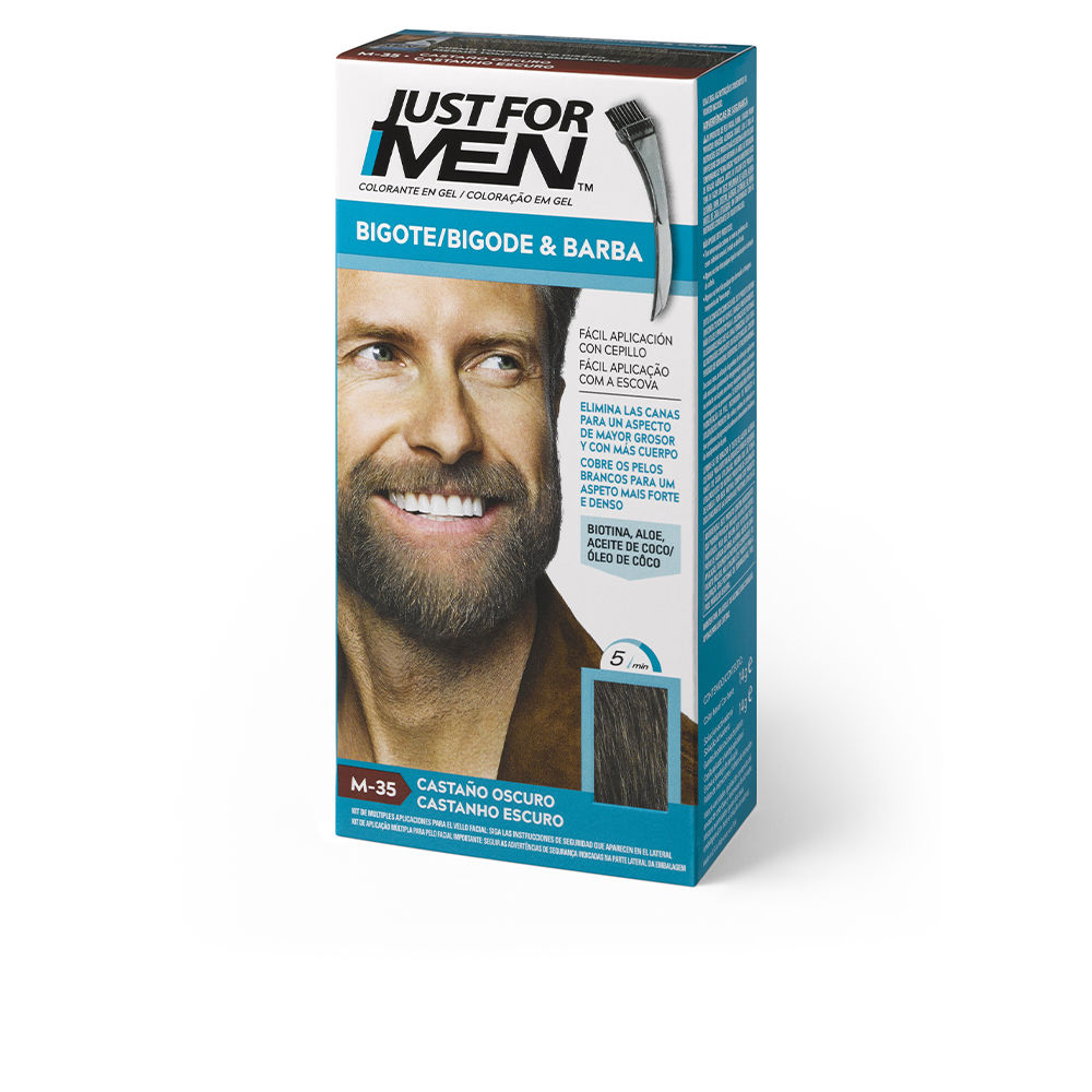 Just For Men Gel Colorante para Bigote, Barba y Patillas - Castaño Oscuro (15 ml)