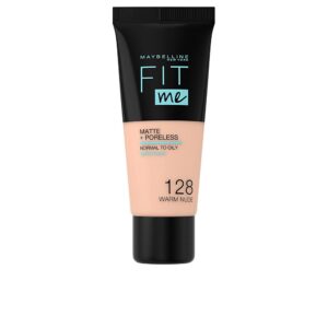 Maybelline Fit Me Matte + Poreless Foundation - #128 Warm Nude (Acabado Suave y Sin Poros)