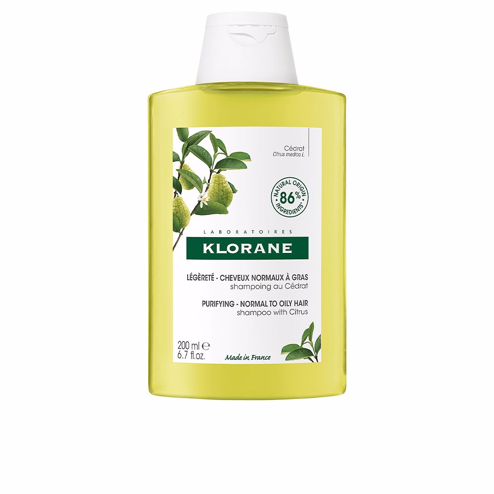 Klorane A LA CIDRA Champú Ligero Refrescante para Cabello Normal y Graso - 200 ml