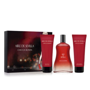 AIRE DE SEVILLA CHICCA BONITA: Lote de Belleza 3 Piezas (Eau de Toilette 100 ml, Gel de Ducha 100 ml, Crema Hidratante 100 ml)