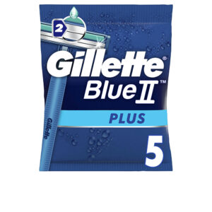 Gillette BLUE II PLUS - Paquete de 5 Cuchillas de Afeitar Desechables con Tecnología Superior