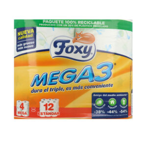 Foxy MEGA3 Papel Higiénico Ultra Duradero - 4 Rollos Triple Eficiencia