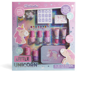 Martinelia Lote de 13 Piezas de Uñas y Labios - Set Encantador en Caja de Metal Little Unicorn