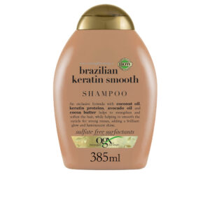 OGX Champú Brazilian Keratin: Alisado y Nutrición para Cabellos Ondulados y Rizados - 385 ml