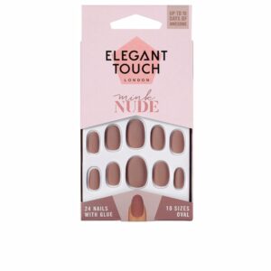 Elegant Touch Uñas Ovaladas Affluentes de Color #Mink Nude con Adhesivo - 24 Piezas