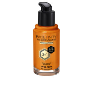 Max Factor Facefinity 3 en 1 Base Flawless Todo el Día - #W91 Warm Amber, 30 ml