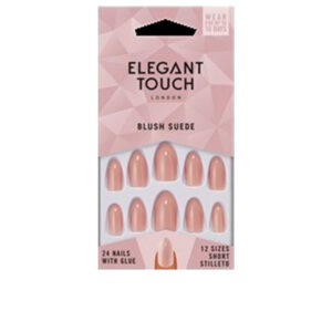 Elegant Touch Uñas Cortas Stiletto Con Pegamento #Blush Suede - Pack de 24 Uñas