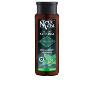 Natur Vital Champú Anticaspa Refrescante para Cabello Graso - 300 ml con Extracto de Semilla de Pomelo