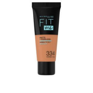 MAYBELLINE FIT ME! Base Mate y Sin Poros #334 Tan Cálido - 30 ml