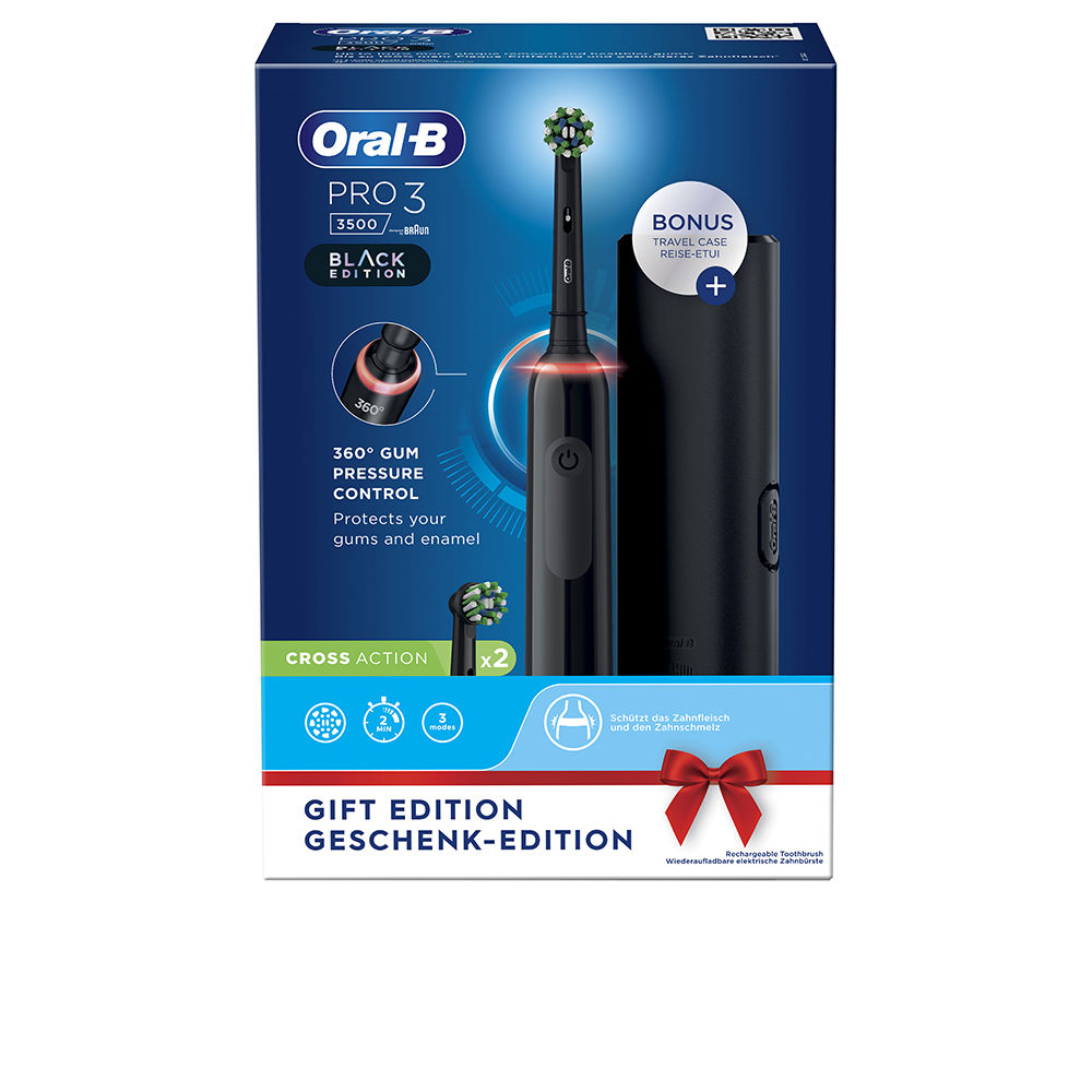Oral-B Pro Series 3: Cepillo Eléctrico Negro con Funda de Viaje - Pack 2 Pz