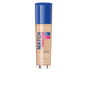 Rimmel London MATCH PERFECTION Fond de Teint - #103 True Ivory, Cobertura Natural y Hidratante