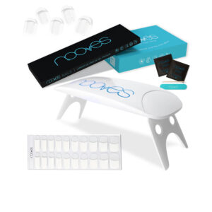 "Nails by Nooves: Set Premium de 5 Láminas de Uñas de Gel Francesa con Accesorios"