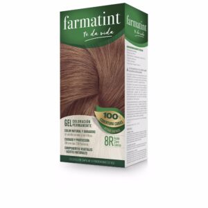 Farmatint Gel Coloración Permanente #8R - Rubio Claro Cobrizo Brillante, Paquete de 5 Unidades
