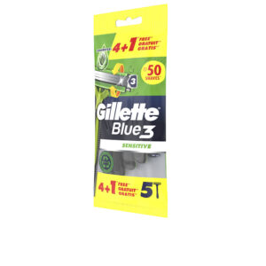 Gillette BLUE 3 SENSITIVE - Paquete de 5 Cuchillas de Afeitar Desechables para Piel Sensible