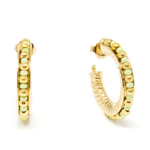 Pendientes Shabama Etiopía Verde 2CM en Oro Brillo - 1 Unidad