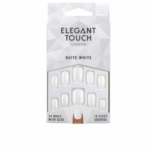 Elegant Touch Uñas Squoval Pulidas en Color #QuiteWhite con Adhesivo - 24 Uds.