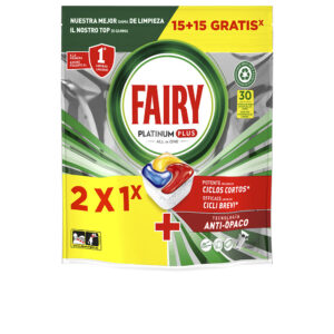 FAIRY PLATINUM PLUS Cítrica: 30 Cápsulas Efecto Brillante para Lavavajillas