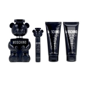MOSCHINO Toy Boy Estuche 4 pz – Eau de Parfum vaporizador 100 ml + Gel de ducha 100 ml + Bálsamo para después del afeitado 100 ml + Eau de Parfum vaporizador 10 ml