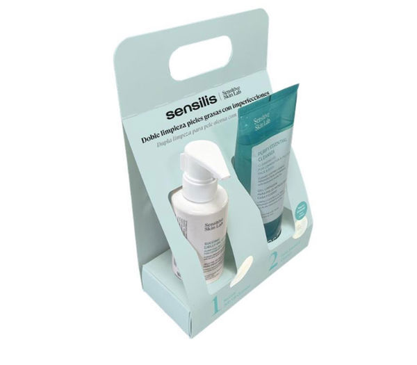SENSILIS DOBLE LIMPIEZA PIELES GRASAS ESSENTIAL ESTUCHE 2 PZ – GEL LIMPIADOR FACIAL 200 ML + GEL-ACEITE LIMPIADOR FACIAL 150 ML