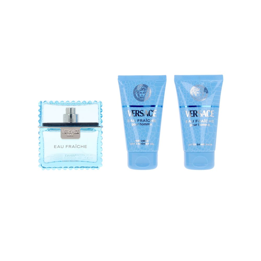 VERSACE EAU FRAICHE MAN ESTUCHE 3 PIEZAS – Eau de Toilette Vaporizador 50 ml + Gel de Ducha 50 ml + Bálsamo para Después del Afeitado 50 ml
