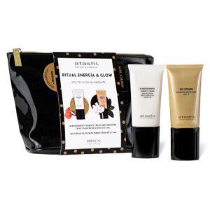 ATASHI DD CREAM EFECTO GLOW AL INSTANTE ESTUCHE 3 PZAS (DD CREAM MEDIO 50 ML + CREMA PRETRATAMIENTO 50 ML + NECESER)