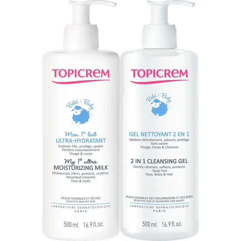 TOPICREM Baby Leche Hidratante 500 ml + Gel Limpiador 75 ml