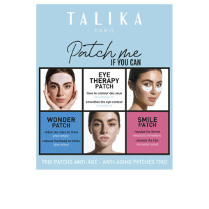 TALIKA Trío de Parches Antiedad Estuche 3 pz - Parche Alisador e Hidratante para la Frente + Parche Antifatiga Ojos + Parche Hidratante Labios