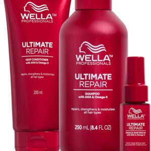 Wella Professionals Ultimate Repair - Reparación del Cabello Dañado (Champú 250 ml, Mascarilla 75 ml, Aceite Capilar 30 ml) - 3 pz